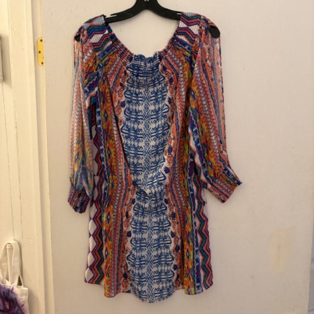 Ramy Brook Geometric Print Blouson Dress, Sz M